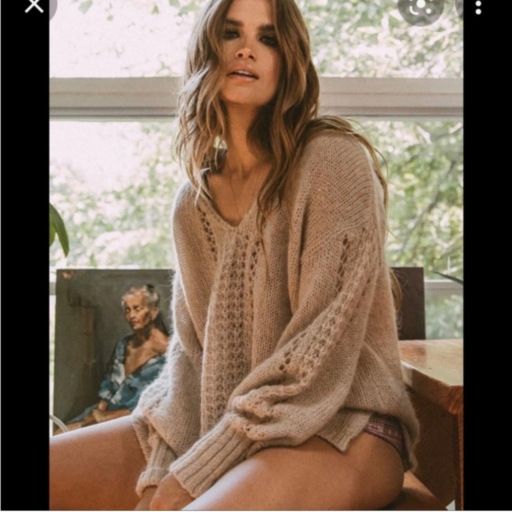 Spell Pink V-Neck Sweater Cozy Knit
